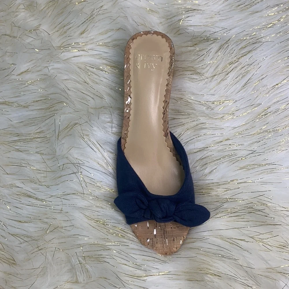 Crown & Ivy - Denim Heeled Slide Shoe Size 7